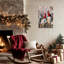 Grand art mural d'hiver Cardinal - décorations murales de Noël, art de Noël oiseau rétro, peintures murales sur toile des Fêtes pour le salon, impressions sur toile tendue encadrée, 28 po x 40 po-1945310629