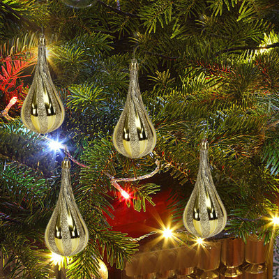 4 pièces Boules de Noël Décorations pour arbres de Noël Boules de gouttelettes d'eau exotiques électrolytiques Accessoires de Noël Pendentifs de boules de larmes