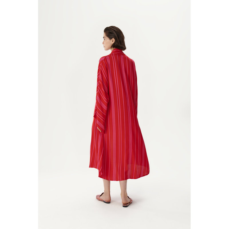 Shawl Neck Kimono Red