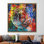 Impression sur toile imprimée: décor de bureau coloré Crypto, 1P or encadré