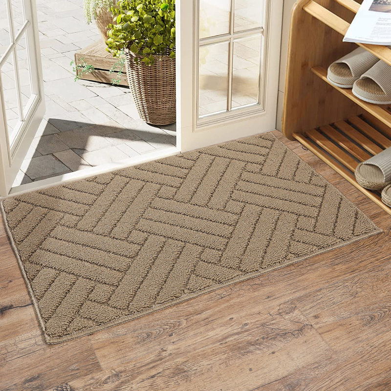 Non-Slip Geometric Indoor Doormat, Beige, 50.8cm W x 81.3cm L