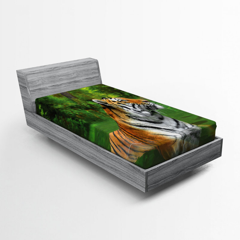 Tiger Microfiber Fitted Sheet, Twin Fitted Sheet