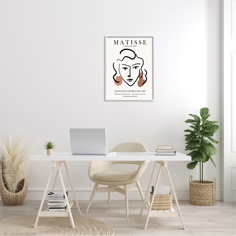 Curves Not Crazy Matisse, L 24 po x H 24 po, Giclée encadrée blanc bord de mer