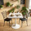 Table carrée carrée, table tulipe de 27,6 po avec plateau de table à bord épaissi et piédestal en métal, table bistro de style Mid-Century pour la cuisine, les petits espaces, le salon et le café (couleur BLANC)