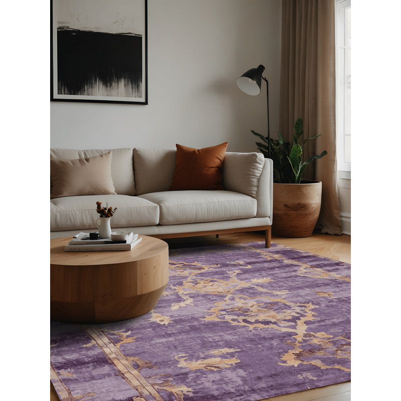 Tapis mauve lavable à la machine, Carré 4 pi