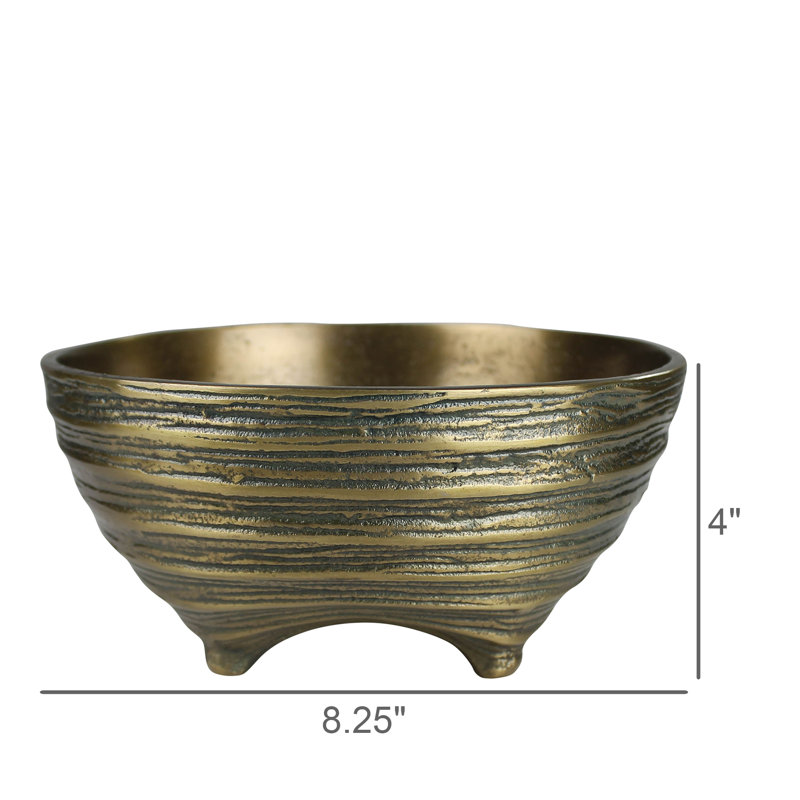 Bol décoratif en métal Adrianus, H 4 po x l 8,25 po x P 6,5 po