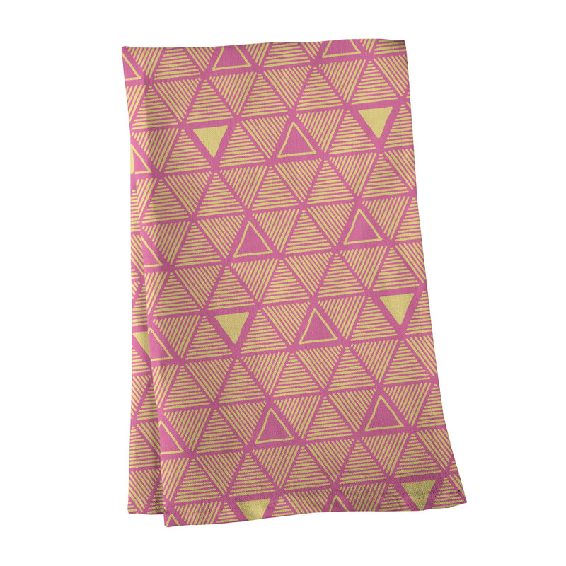 Jordao Tea Towel Kitchen Towel, Fuchsia/Yellow, Cotton Twill