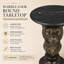Table d'appoint 24,8 po à tête de léopard en résine avec plateau en faux marbre noir, table de bout sculpturale