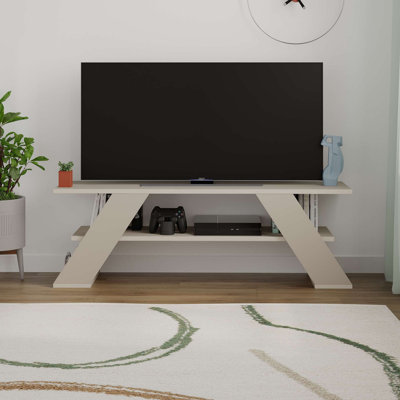 Modern TV Stand with Elegant Sandstone, 47.2 x 15.7 x 15.8 inches | 100% Melamine Coated Particle Board, Thickness: 0.7 inches | Supports Up to 33 lbs, Perfect for Living Room & Entertainment Areas, Stylish & Durable Design