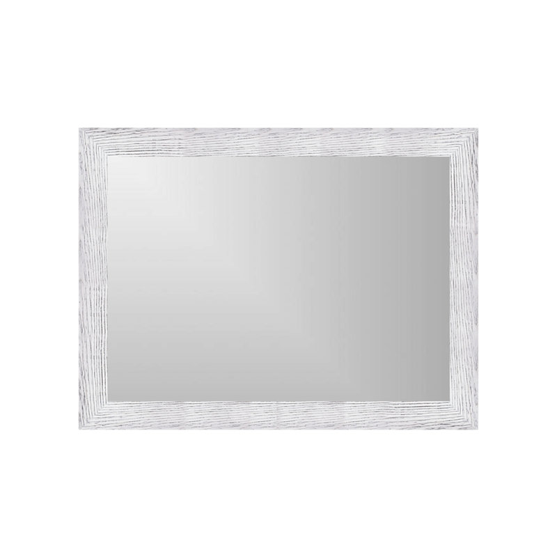 Arber Solid Wood Flat Mirror, Rubbed White, 49" x 37"