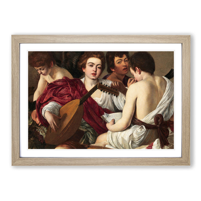 Music by Caravaggio - Picture Frame Painting, 48cm H x 65cm W x 2cm D, Oak Framed