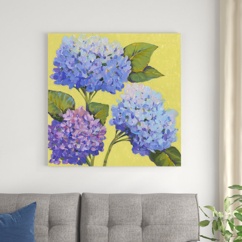 " Spring Hydrangeas II " Painting Print, 36" H x 36" W x 1.25" D