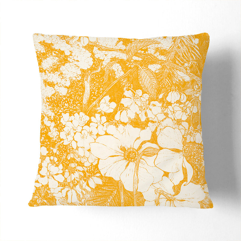 Spring Flowers Floral Scatter Cushion, Stone, 40cm H x 40cm W x 15cm D