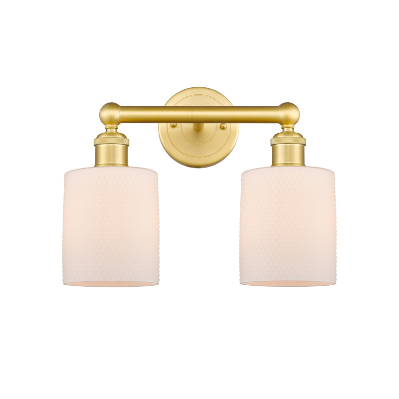 2 - Light Dimmable Vanity Light, Satin Gold, Matte White