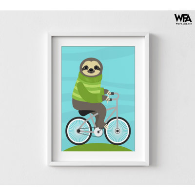 Mignon paresseux, reproduction d'art, encadré adorable animaux, reproduction de vélo, impression d'affiche à l'extérieur, art mural ludique, art mural encadré
