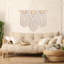 43 po x 32 po grand macramé mural avec tige Boho Decor tissé tapisserie murale bohème décor pompon rideaux en macramé pour la maison salon mariage appartement décoration (style classique)