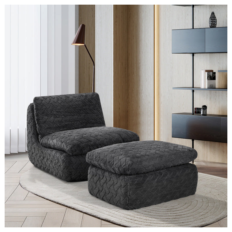 Fauteuil à compression complète avec repose-pieds Liyasi, Noir