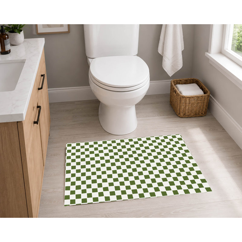 Tapis de toilette rectangulaire antidérapant à carreaux