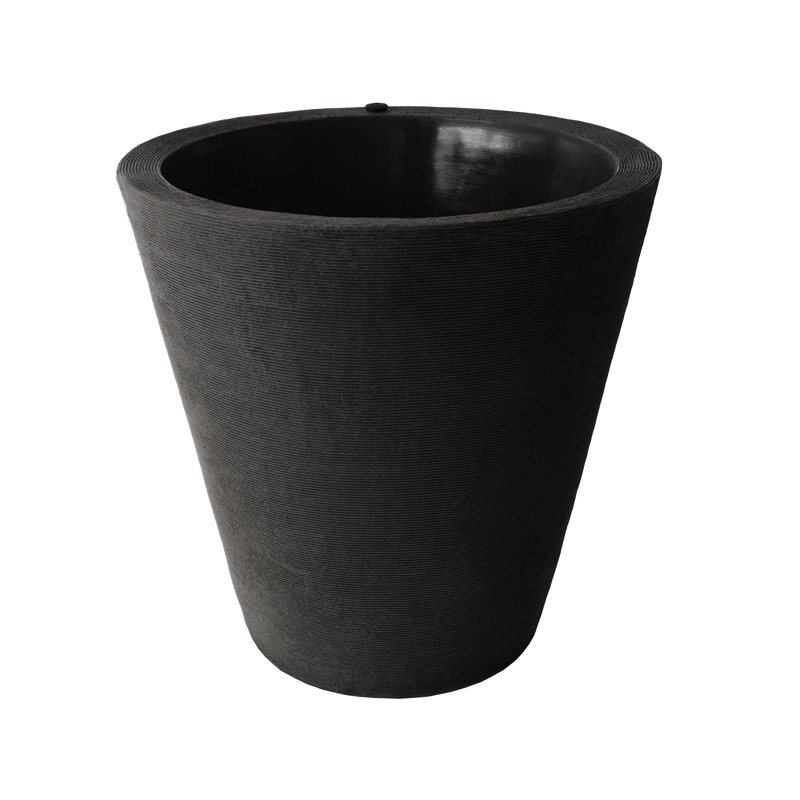 Strafford Self Watering Ribbed Pot Planter, 20" H x 20" W x 20" D, Black