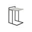 Table d'appoint, en forme de C, bout, côté, collation, salon, chambre à coucher, stratifié gris, métal noir, contemporain, moderne-1006316801