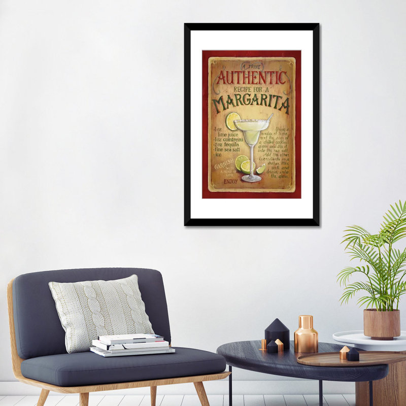 « authentique margarita » par lisa audit, affiche rétro sur toile, H 32 po x l 24 po x P 1 po, Papier avec cadre noir, Blanc