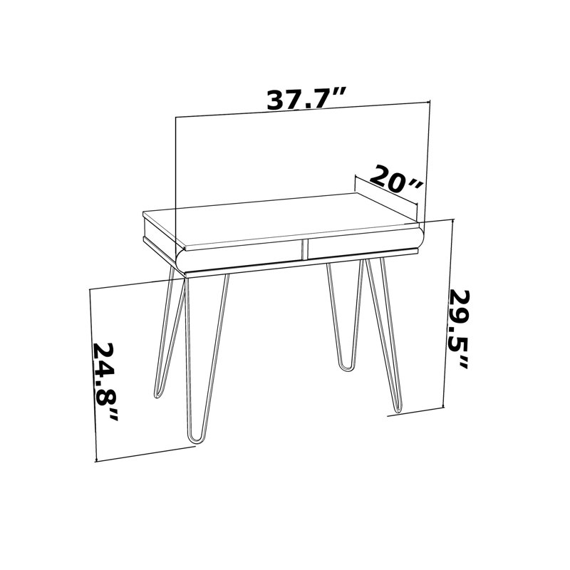 Bureau à 2 niveaux avec pieds en métal, bases en chêne à texture stable
