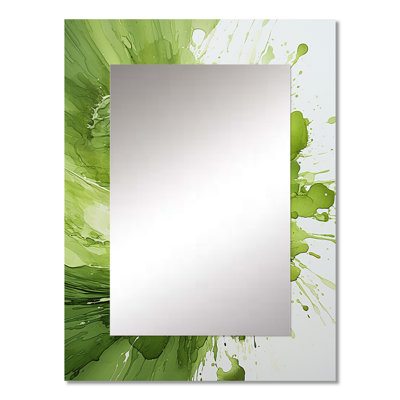 Green And White Whsipering Abstract Spiral IV - Abstract Spirals Decorative Mirror, Modern Wall Mirror, Printed Metal Art