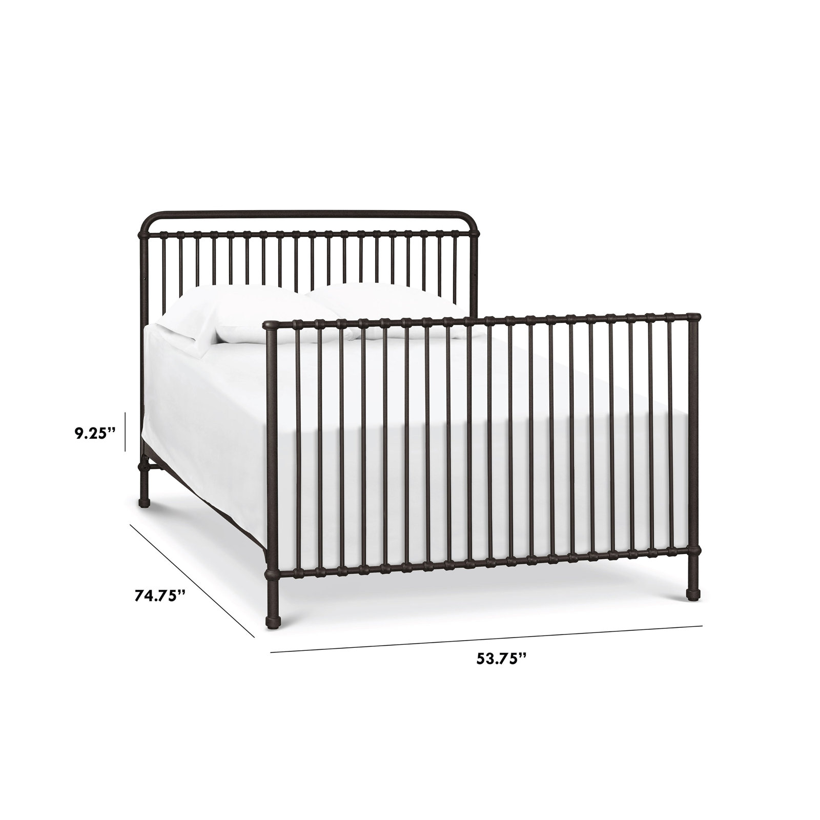 Winston Full Bed Rails, Vintage Iron