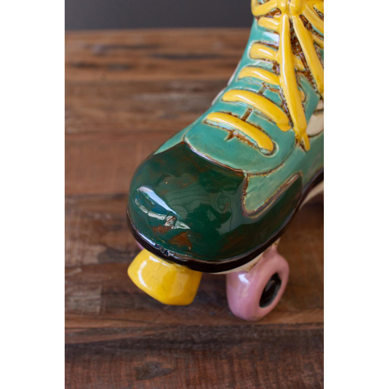 Pot à fleurs en céramique à patins à roulettes H 8,5 po