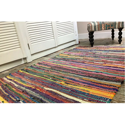 Reginald Handwoven Flat Weave Recycled Rag Rug