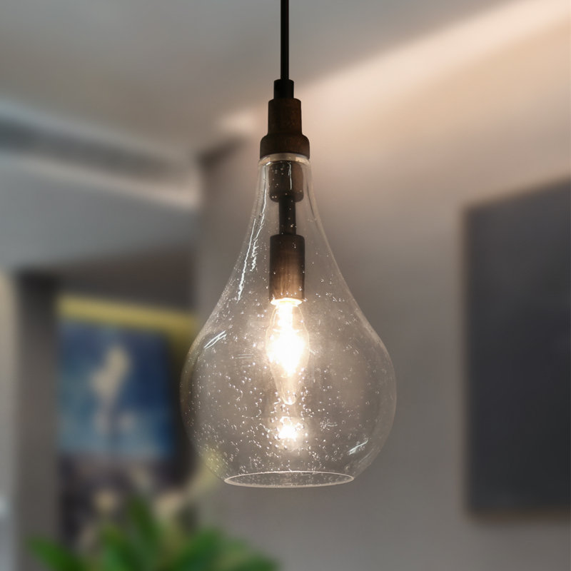 Jahaad 1-Light Unique Teardrop Pendant Light, Brown