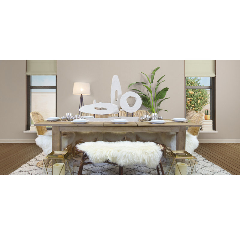 Bozrah Extendable Acacia Solid Wood Dining Table, Brushed Smoke