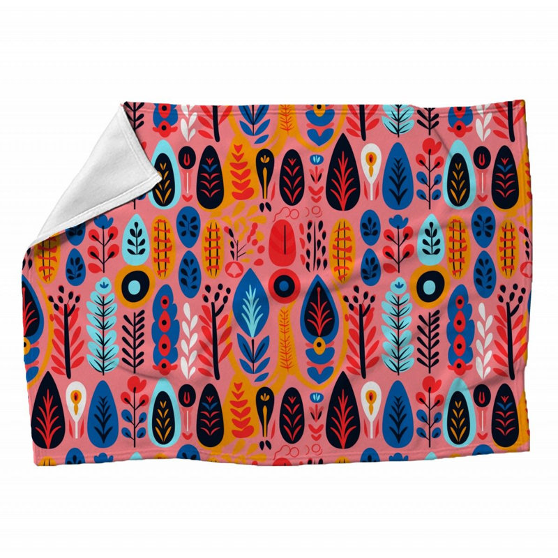 Machine Printed Throw Blanket, Floral, 60" L x 50" W, Mix Orange