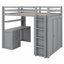Lit mezzanine avec tiroirs, bureau et garde-robe-586314113