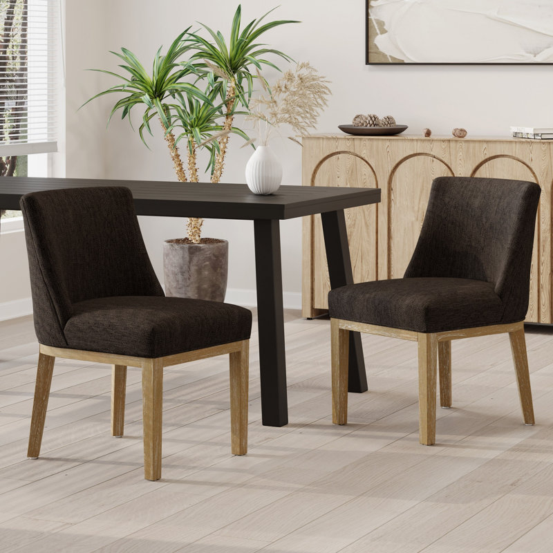 Ensemble de 2 chaises de salle à manger revêtues de tissu Oneida, Brun