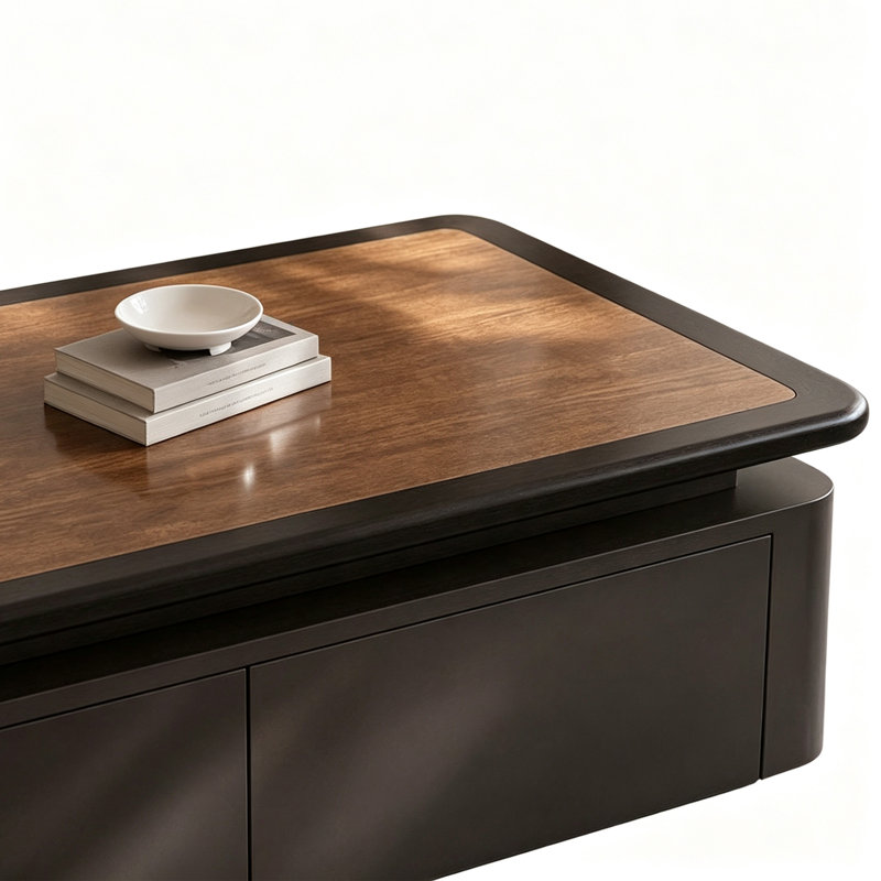 Table basse française rétro, H 17,71 po x l 39,37 po x P 19,68 po, Noir