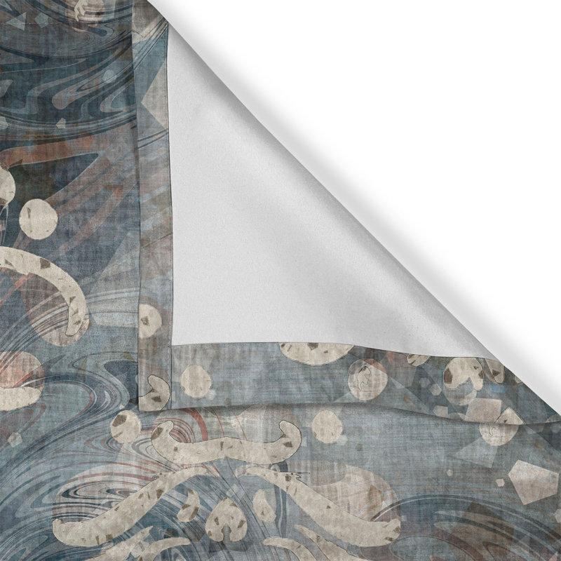 Rustikaler Vorhang, Viktorianisches Wirbelblattmotiv, Damast, Grau Teal Blasser Rost Beige