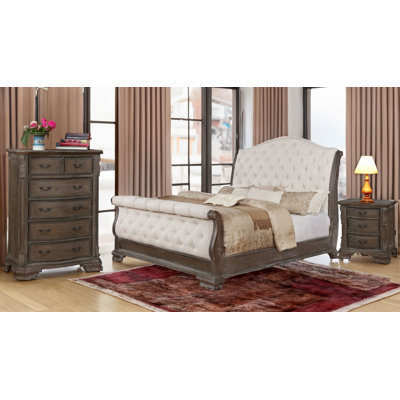 Rheanon Upholstered Sleigh 3 Piece Bedroom Set -  Canora Grey, D466F50BE93C4C04BEDDB03B0D09AD03