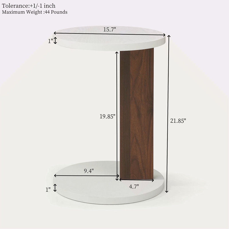 C-Shaped End Table Small Side Table For Couch Sofa Table With Frame For Living Room Bedroom Bedside