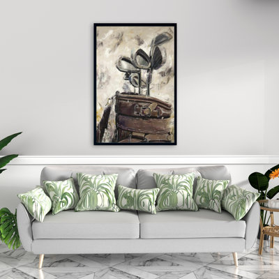 Vintage Sticks and Golf Bag Canvas | Brown Man Cave Decor