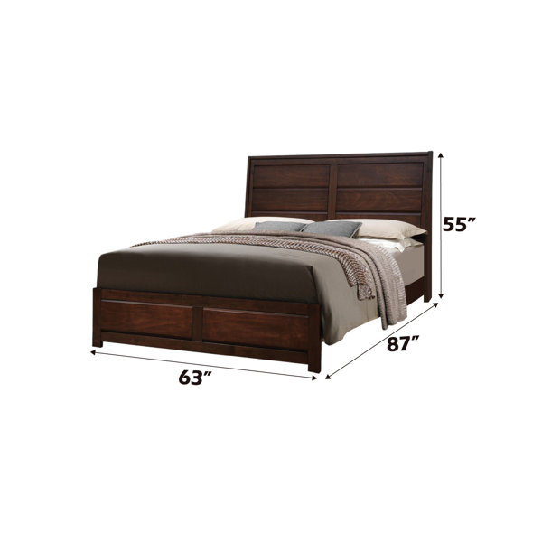 Latitude Run® Queen Size Bed With Walnut Finish, Panel Design, Raised ...
