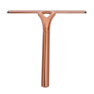 Shower Squeegee Stainless Steel Glass Wiper with Suction Cup Hook Supplies Bronze