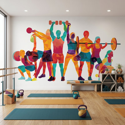 Geometric Fitness Athletes Wall Mural