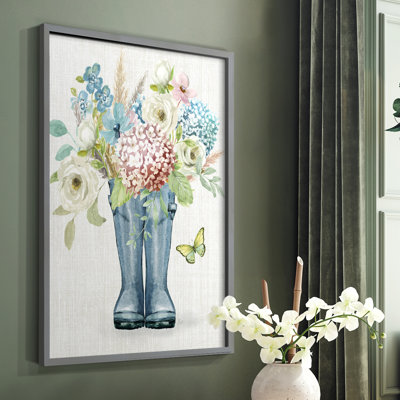 Garden Boots Framed Print - Solid Wood