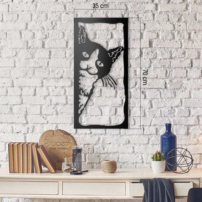 Élégant accessoire mural décoratif en métal, noir, 13,8 po x 27,6 po | Fabrication 100% métal, épaisseur: 0,08 pouce | Fixation murale facile avec support arrière | Parfait pour les décorations et les objets d'art modernes