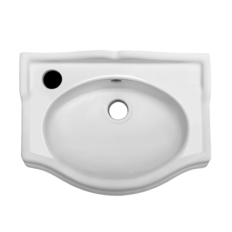 Whitehaus 15" Small Traditional Wall Mount Basin with Integrated Oval Bowl, Left