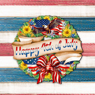 Happy 4th of July Wreath Decorative Holiday Door Décor by G. DeBrekht