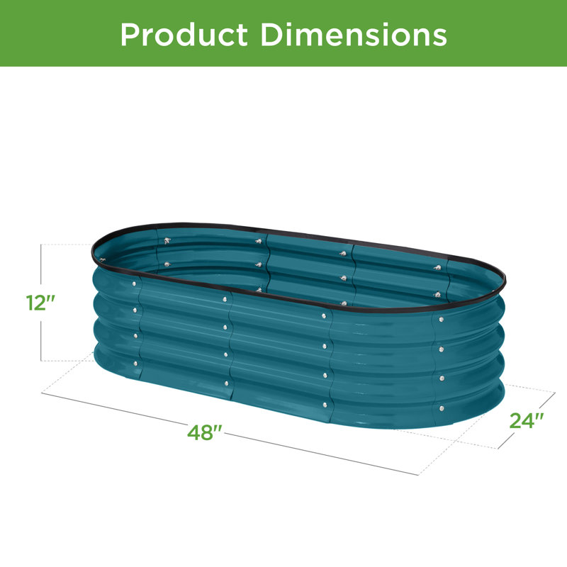 Sayvon 4x2x1ft Outdoor Raised Metal Oval Garden Bed, Planter Box for Vegetables, Flowers, Blue