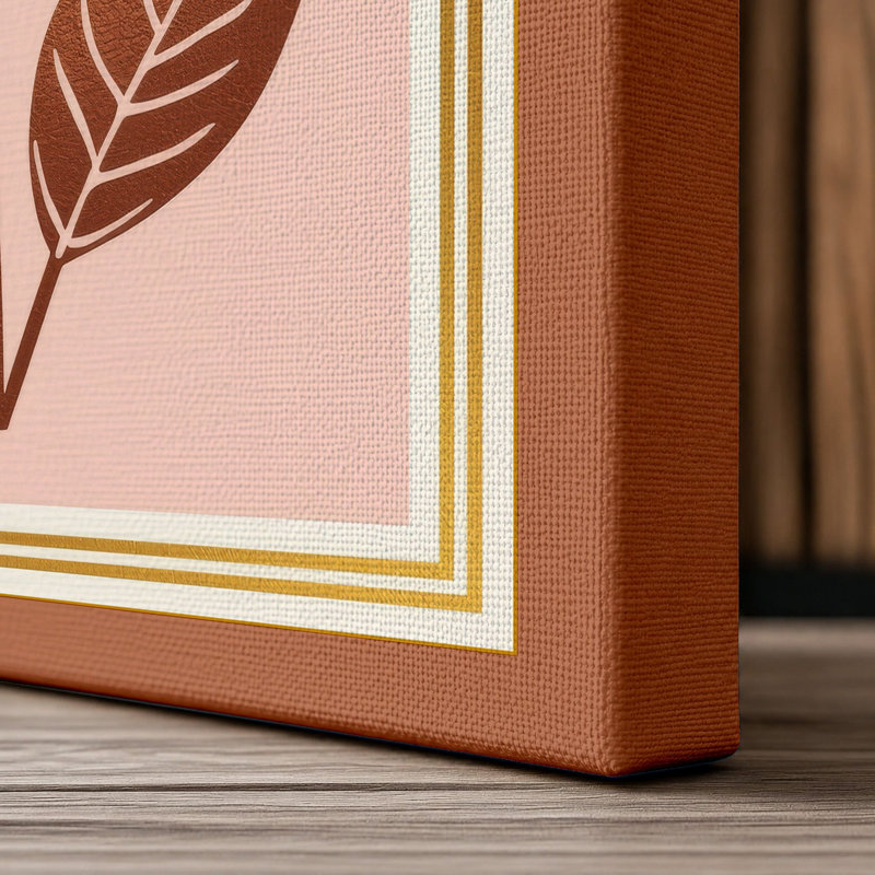 Centered Bloom Botanical - Wrapped Canvas, 36x24 - 91.4 x 61.0 cm, Terracotta Border