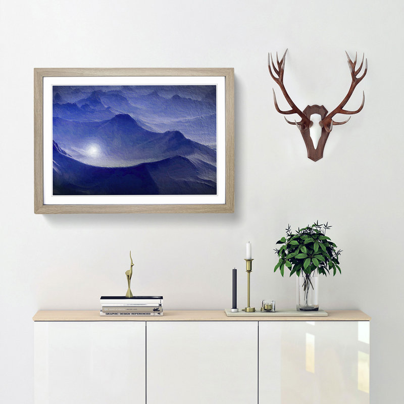 Mountain Tops - Picture Frame Painting Print, Oak Framed, 27cm H x 36cm W x 2cm D
